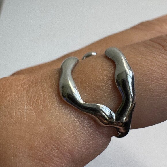 Stainless Steel Molten Drop Ring - Picture 3 of 7
